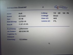 Audi A6 C5 Gebl�semotor L�ftermotor 4B1820021B