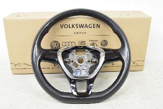 VW Passat 3G B8 14- Steering wheel leather black/glossy chrome ORIGINAL TOP